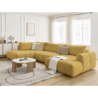 WOHNLANDSCHAFT  FUJI  Gelb Leinenoptik  - Gelb/Schwarz, MODERN, Kunststoff/Textil (204/377/160cm)