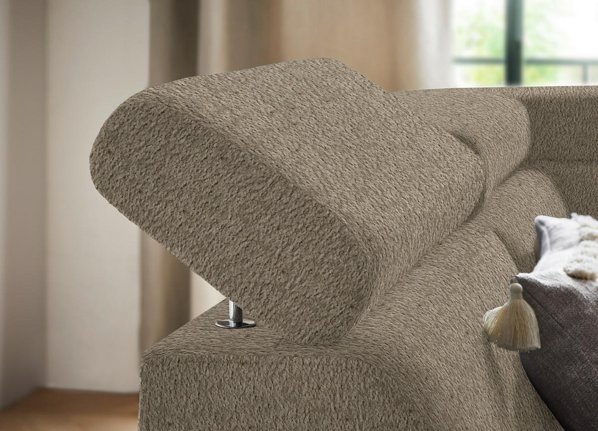ECKSOFA in Teddystoff Braun  - Schwarz/Braun, Design, Textil/Metall (203/260cm) - Stylife