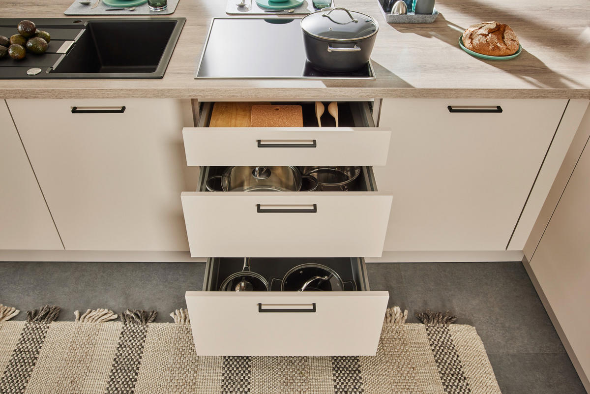 EINBAUKÜCHE TOP SOFT  - Kaschmir/Eichefarben, Design, Holzwerkstoff - Moderano