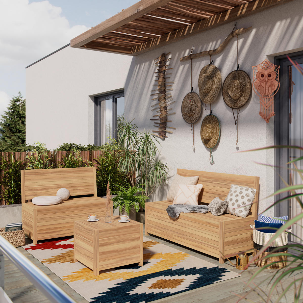 GARTENHOCKER in  - Akaziefarben, ROMANTIK / LANDHAUS, Holz (55/45/55cm) - Ambia Garden