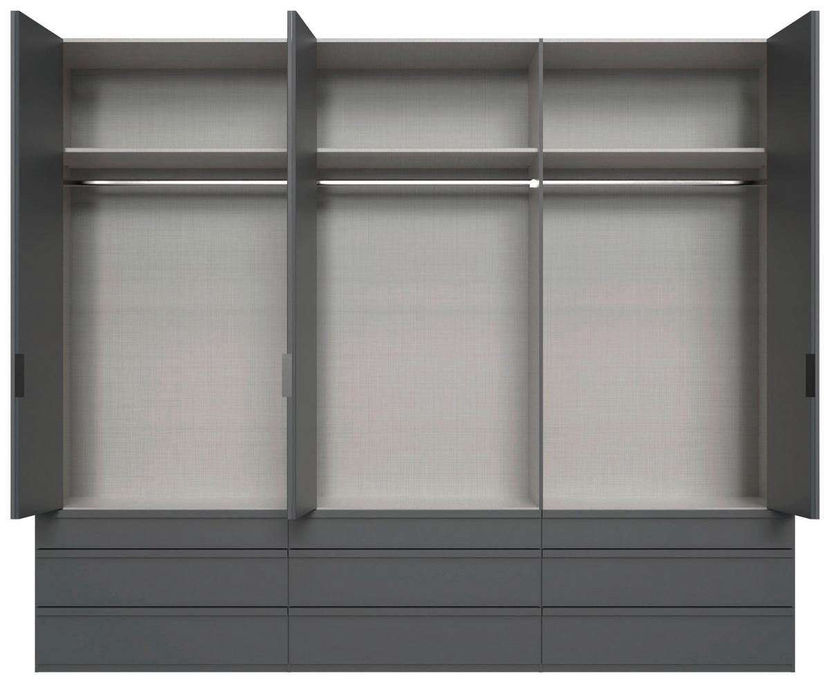 FALTTÜRENSCHRANK 300/236/58 cm 6-türig Graphitfarben  - Schwarz/Graphitfarben, Design, Glas/Holzwerkstoff (300/236/58cm) - Boxxx