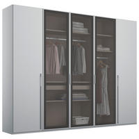 DREHTÜRENSCHRANK 251/223/60 cm,  in Grau, Hellgrau, 5 Tür(en)  - Hellgrau/Grau, Trend, Glas/Holzwerkstoff (251/223/60cm) - Novel