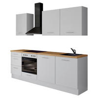 KÜCHENLEERBLOCK 230 cm   in Weiß  - Edelstahlfarben/Eichefarben, Design, Holzwerkstoff/Metall (230cm) - Impuls