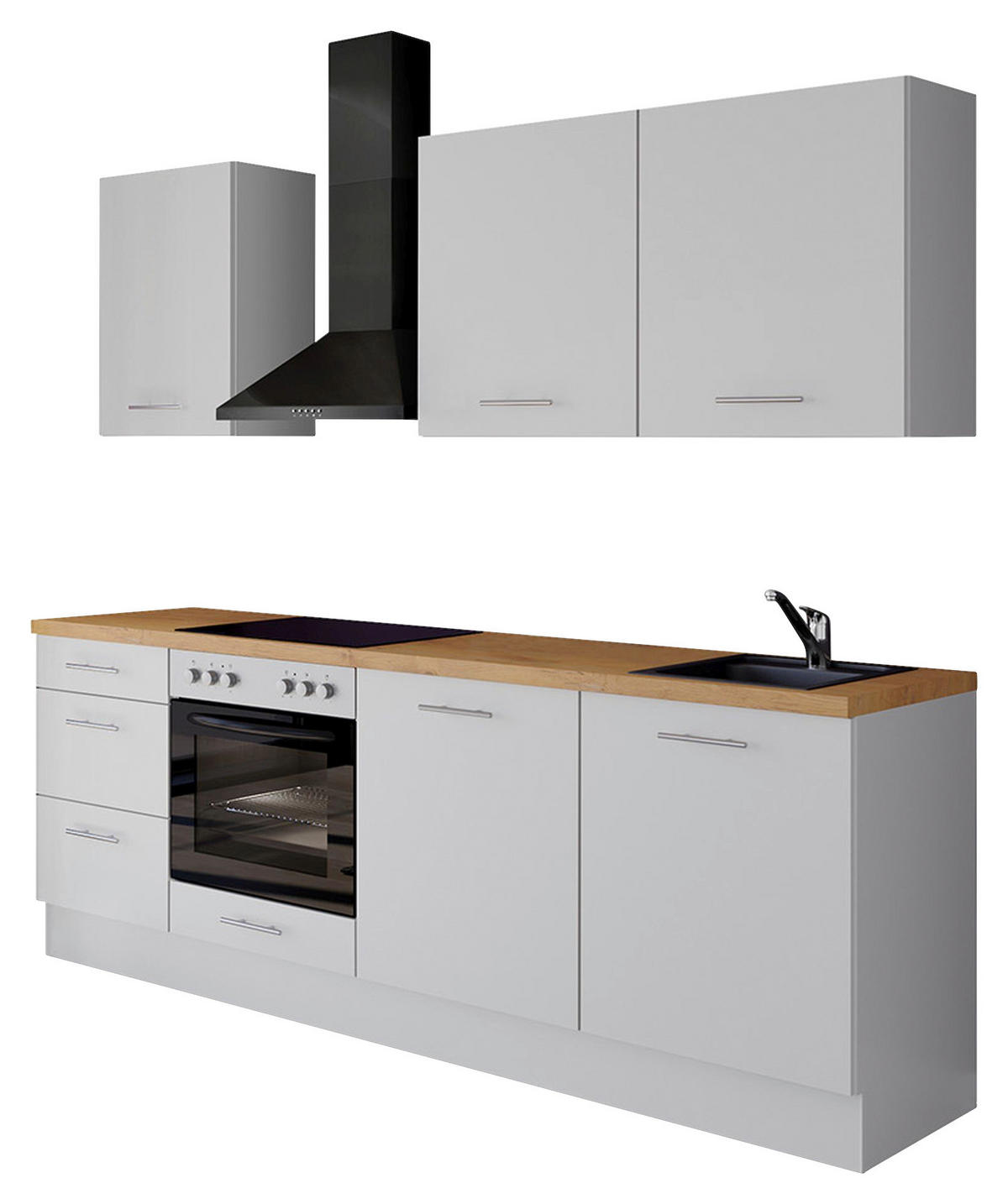 KÜCHENLEERBLOCK 230 cm   in Weiß  - Edelstahlfarben/Eichefarben, Design, Holzwerkstoff/Metall (230cm) - Impuls