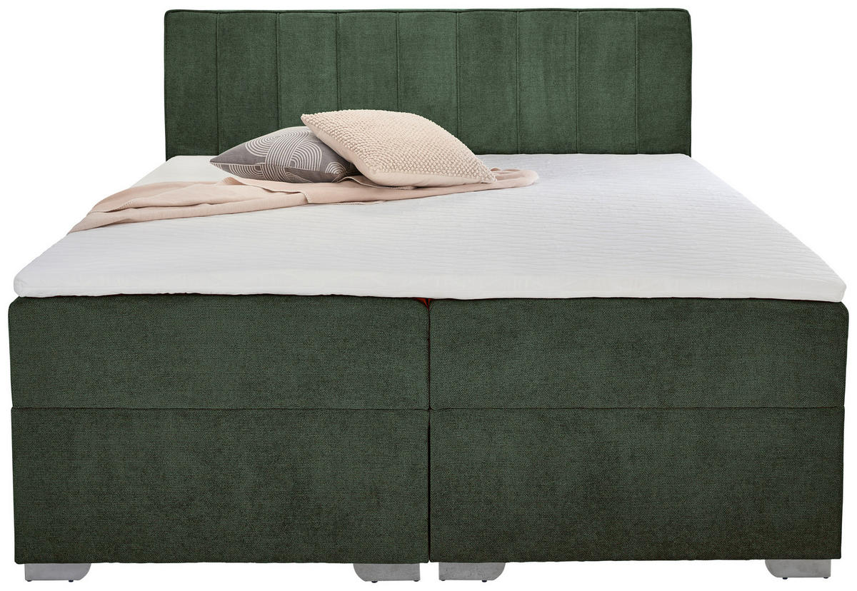 BOXBETT 160/200 cm  in Dunkelgrün  - Chromfarben/Dunkelgrün, Trend, Kunststoff/Textil (160/200cm) - Boxxx