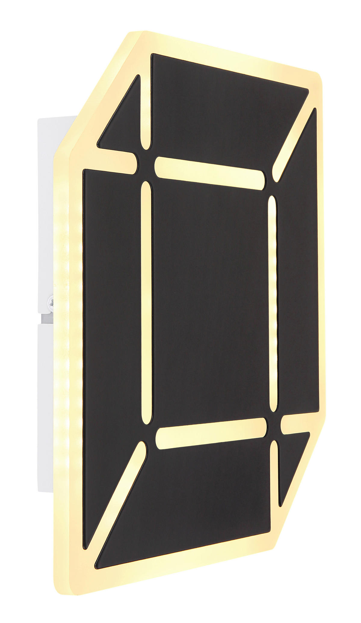 LED-WANDLEUCHTE 25/4,5/25 cm   - Opal/Schwarz, Design, Kunststoff/Metall (25/4,5/25cm) - Globo