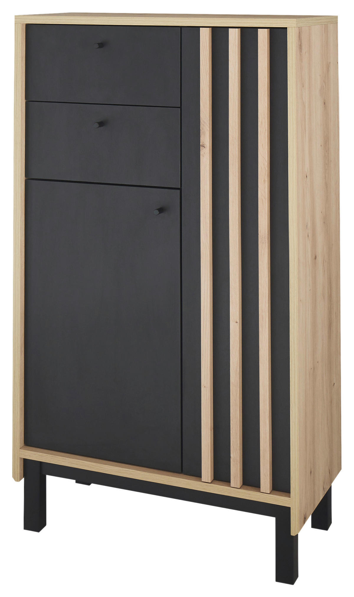 MIDISCHRANK 60/106/32 cm  - Schwarz/Eiche Artisan, Modern, Holzwerkstoff/Kunststoff (60/106/32cm) - MID.YOU