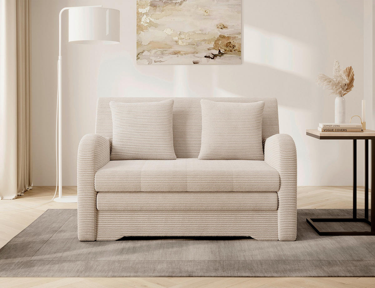 SCHLAFSOFA Cord Beige  - Beige/Schwarz, Design, Kunststoff/Textil (130/85/103cm) - MID.YOU