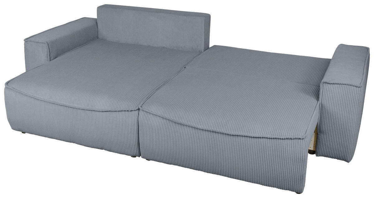 ECKSOFA Dunkelgrau Cord  - Dunkelgrau/Schwarz, KONVENTIONELL, Kunststoff/Textil (148/265cm) - Carryhome