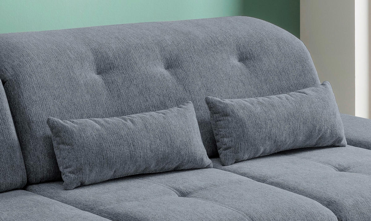 ECKSOFA in Chenille Hellblau  - Chromfarben/Hellblau, Design, Textil/Metall (196/300cm) - Livetastic