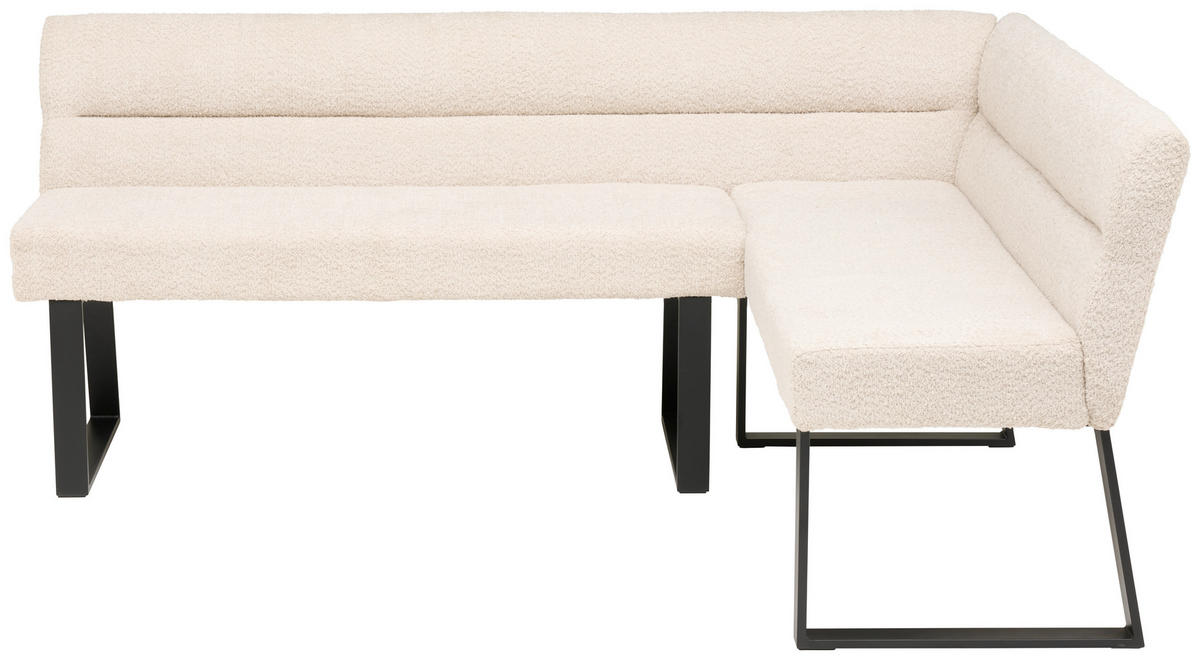ECKBANK 190/150 cm Webstoff, Bouclé Beige   - Beige/Schwarz, KONVENTIONELL, Textil/Metall (190/150cm) - MID.YOU