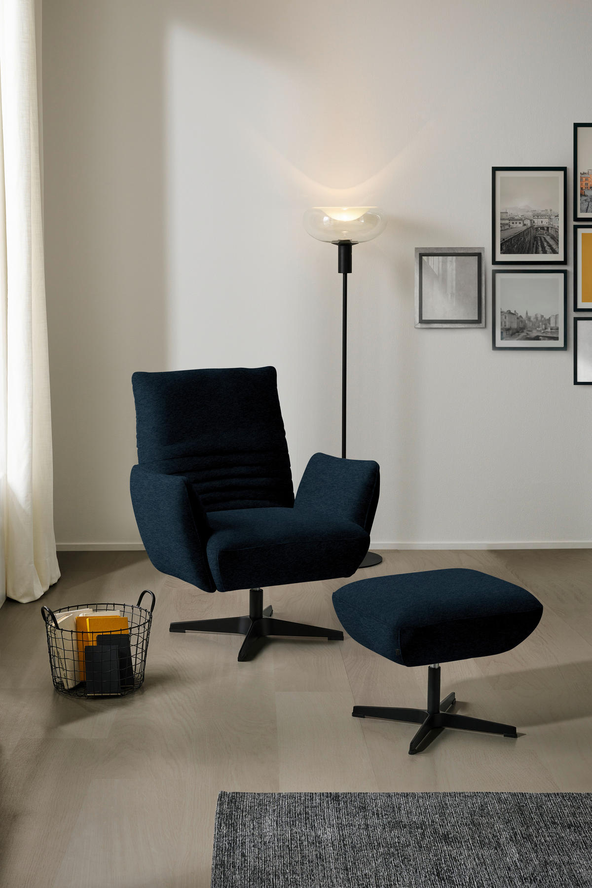 SESSEL in Teddystoff Dunkelblau  - Schwarz/Dunkelblau, Design, Textil/Metall (60/94/86cm) - Dieter Knoll