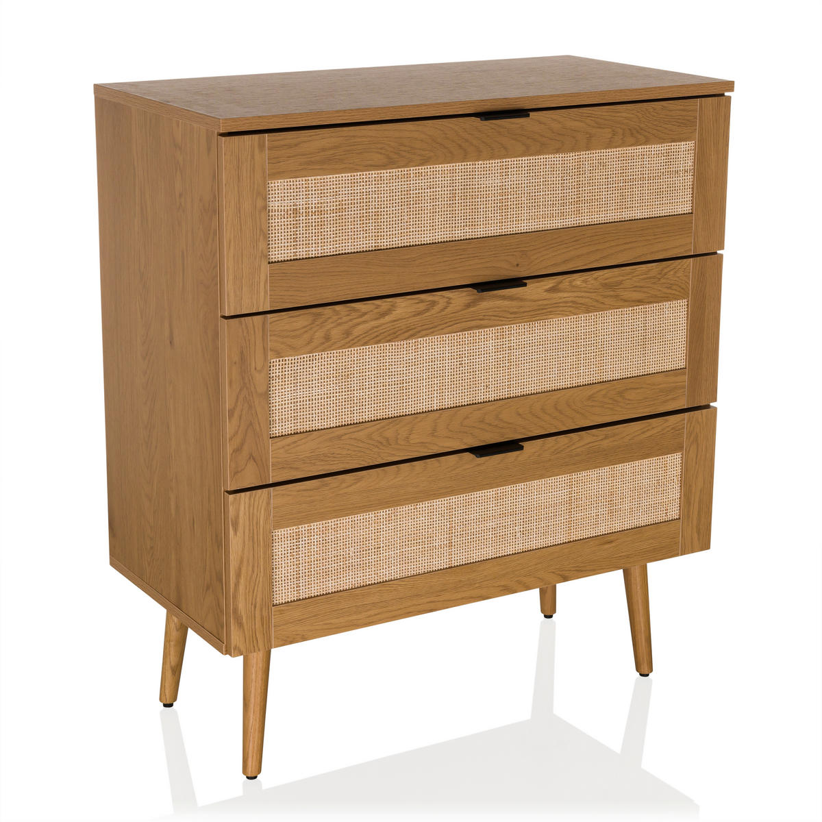 BYRÅ 80/90/40 cm  - svart/ekfärgad, Modern, trämaterial (80/90/40cm) - MID.YOU