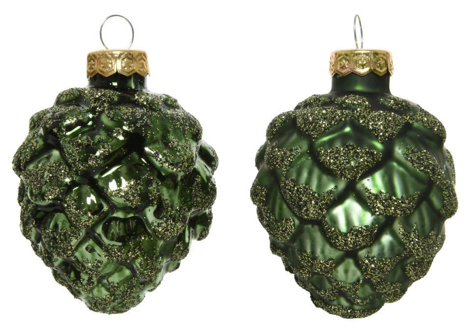 SET DE GLOBURI DE CRĂCIUN - culoare coconar/verde, Design, sticlă (5,00/7cm)