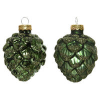 SET DE GLOBURI DE CRĂCIUN - culoare coconar/verde, Design, sticlă (5,00/7cm)
