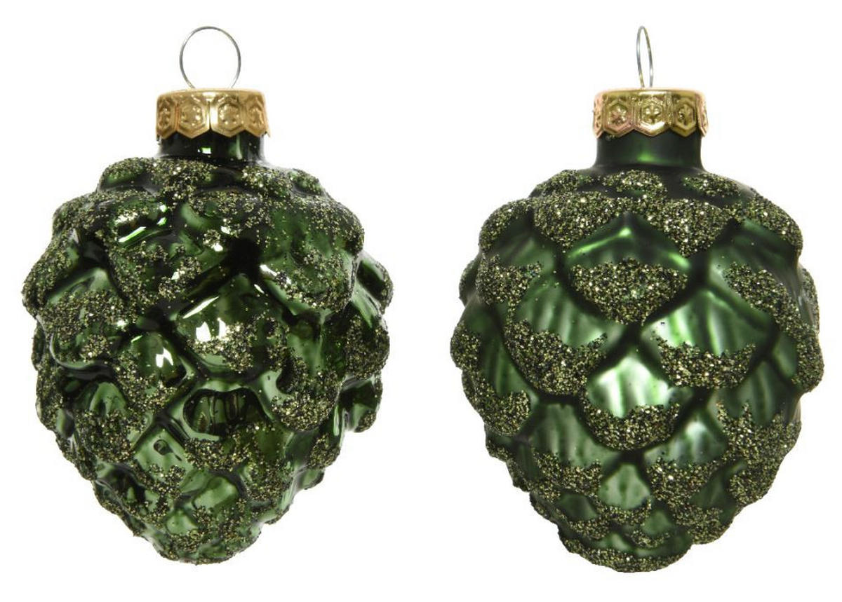 SET DE GLOBURI DE CRĂCIUN - culoare coconar/verde, Design, sticlă (5,00/7cm)