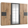 DREHTÜRENSCHRANK 270/208/58 cm 8-türig Eichefarben, Graphitfarben  - Eichefarben/Silberfarben, Basics, Holzwerkstoff (270/208/58cm) - MID.YOU