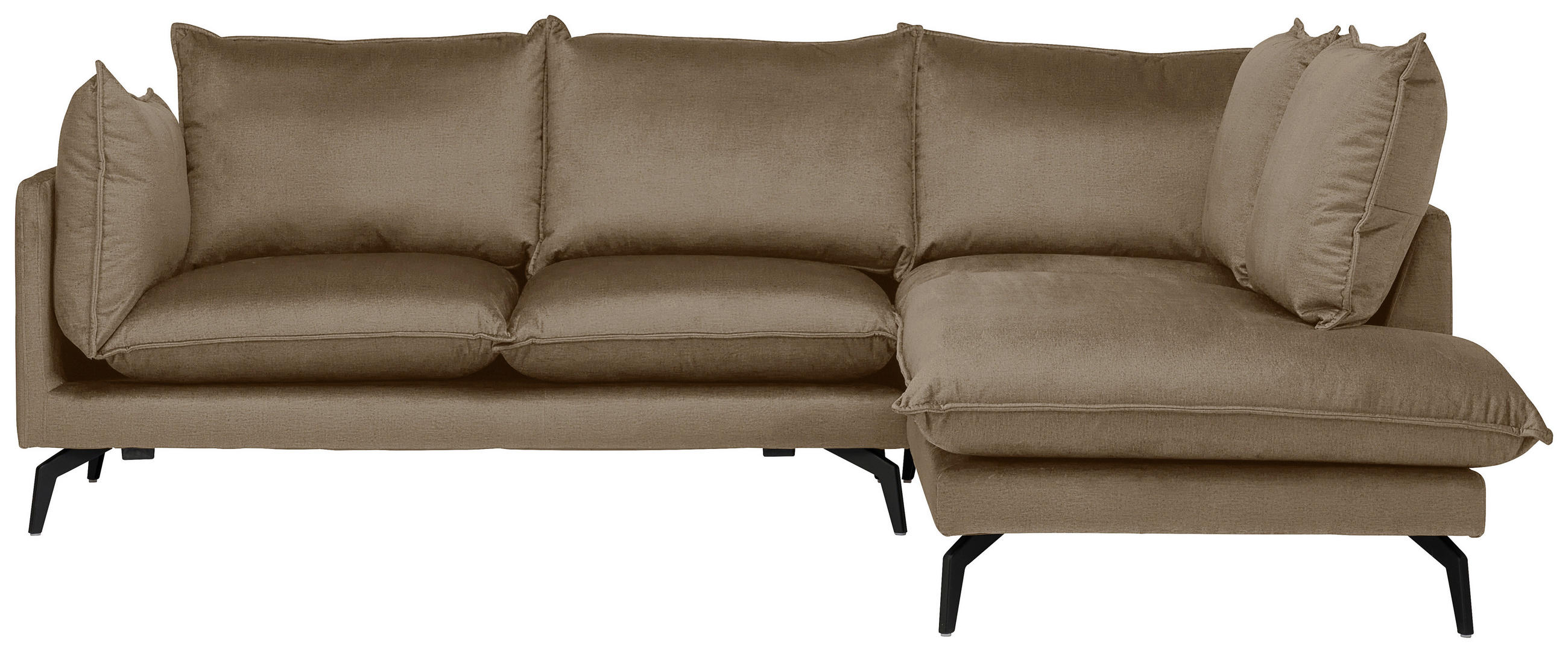ECKSOFA in Samt Hellbraun  241/200 cm  - Hellbraun/Schwarz, Design, Textil/Metall (241/200cm) - Carryhome