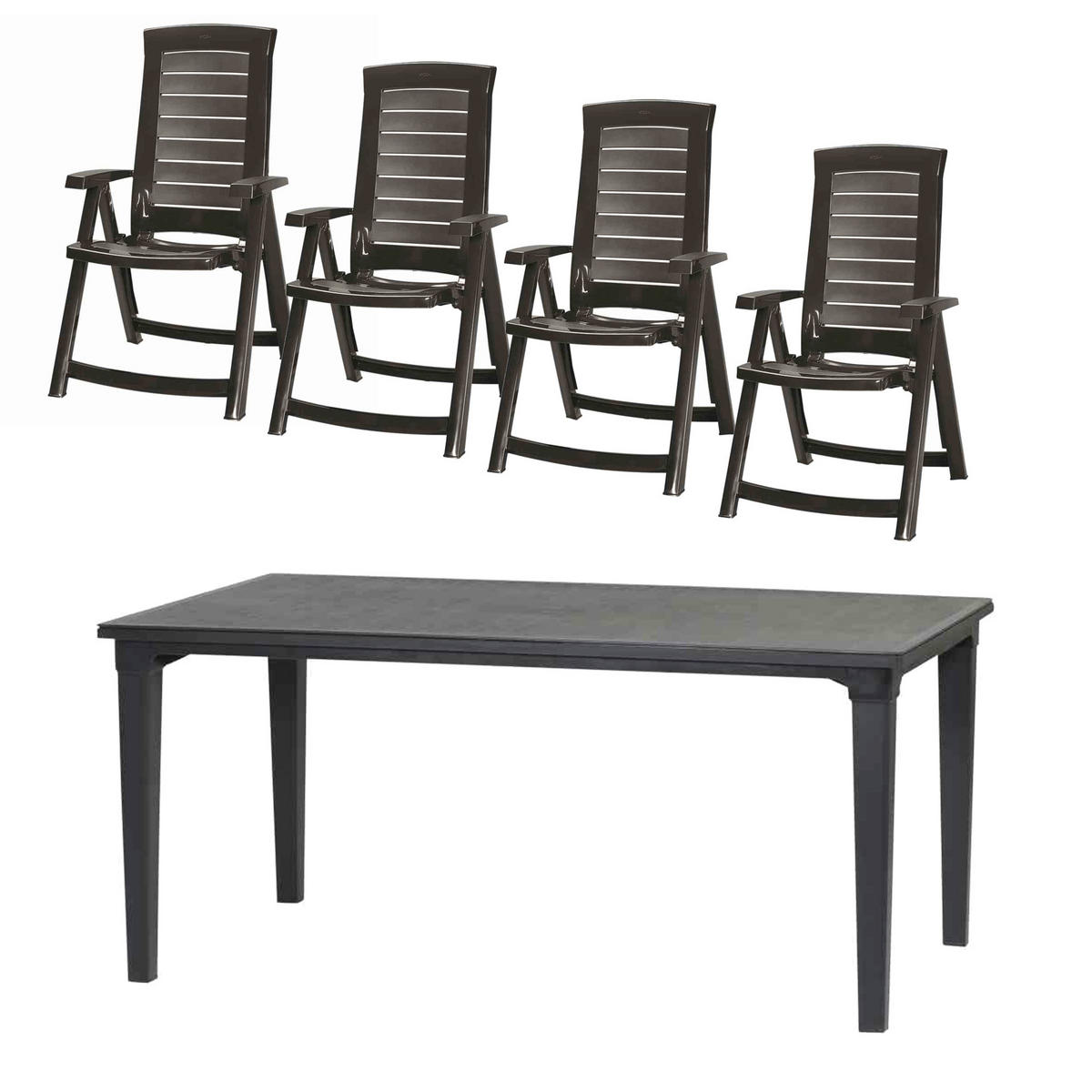 GARTENTISCHGRUPPE  - Grau, MODERN, Kunststoff (95/95/165cm) - Gardenson