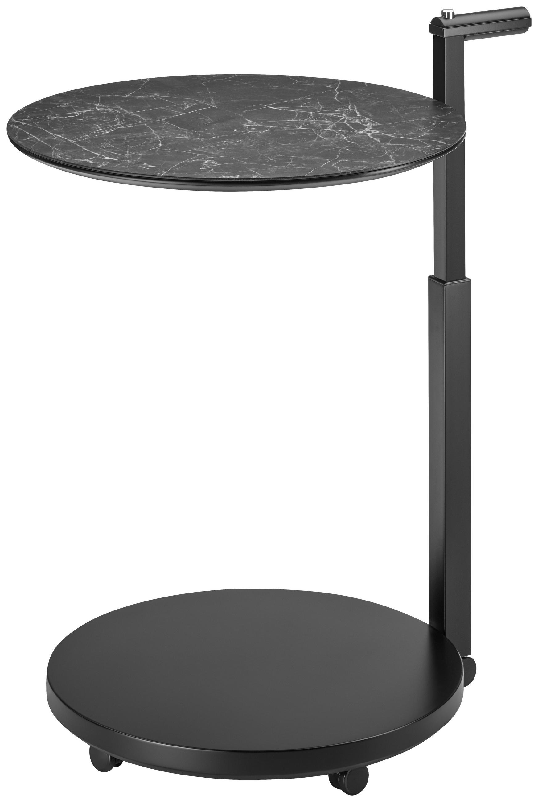 BEISTELLTISCH 55/55/54-73 cm Schwarz, Silberfarben rund  - Silberfarben/Schwarz, Design, Keramik/Holzwerkstoff (55/55/54-73cm) - Bacher