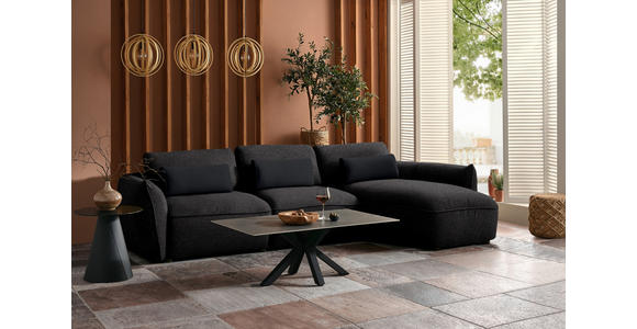 ECKSOFA  in Chenille Schwarz  340/190 cm  - Schwarz, Design, Kunststoff/Textil (340/190cm) - Belluti