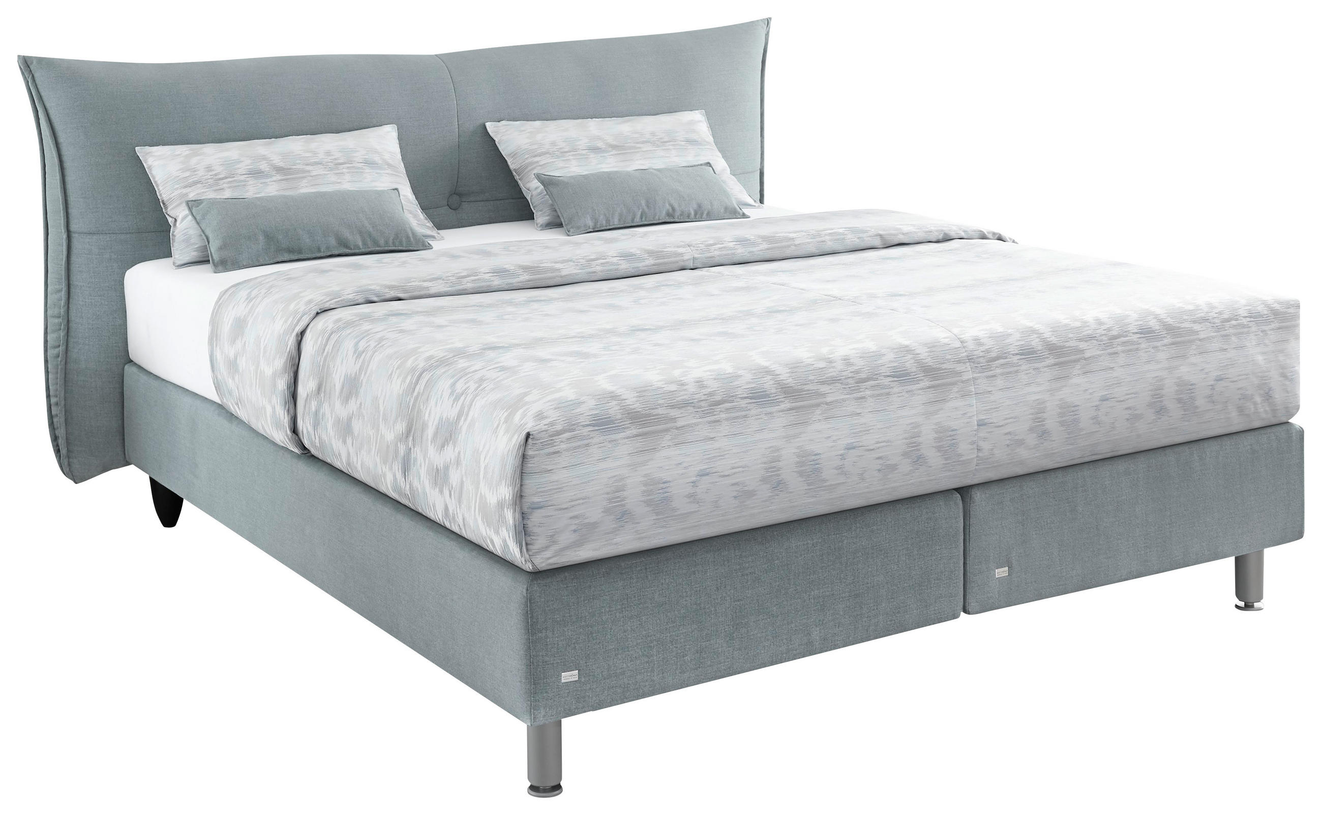 BOXSPRINGBETT 180/200 cm,  in Grau, Matratze, Topper, H2 + H2 = mittel  - Schwarz/Alufarben, Design, Kunststoff/Textil (180/200cm) - RUF Betten