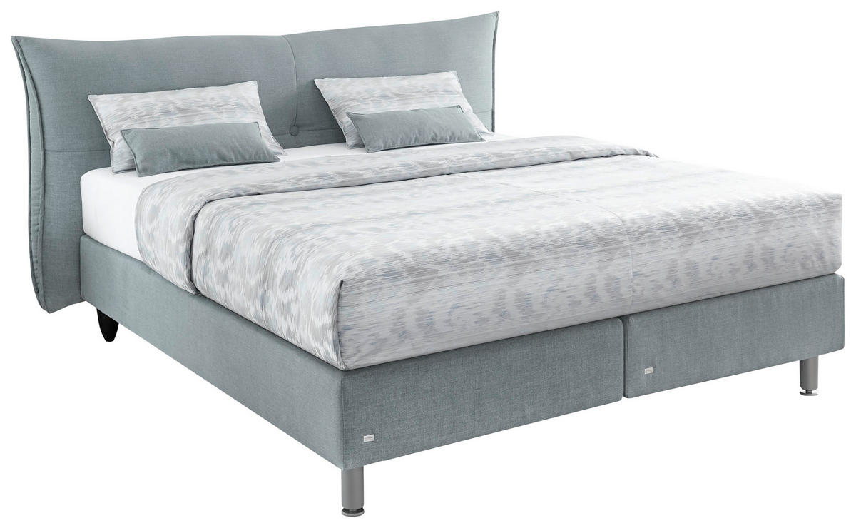 BOXSPRINGBETT 160/200 cm,  in Grau, Matratze, Topper, H2 + H2 = mittel  - Schwarz/Alufarben, Design, Kunststoff/Textil (160/200cm) - RUF Betten