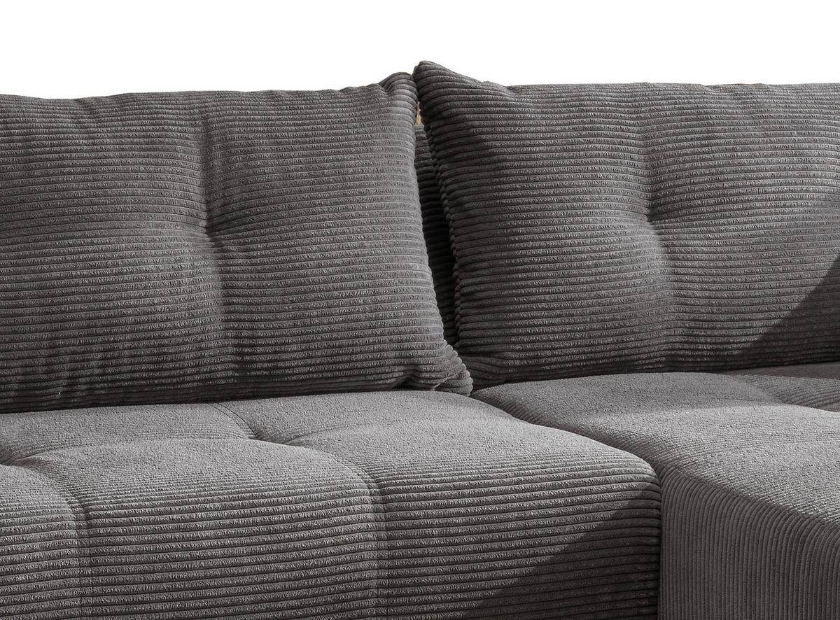 ECKSOFA Grau Cord  - Schwarz/Grau, MODERN, Holz/Textil (246/177cm) - MID.YOU