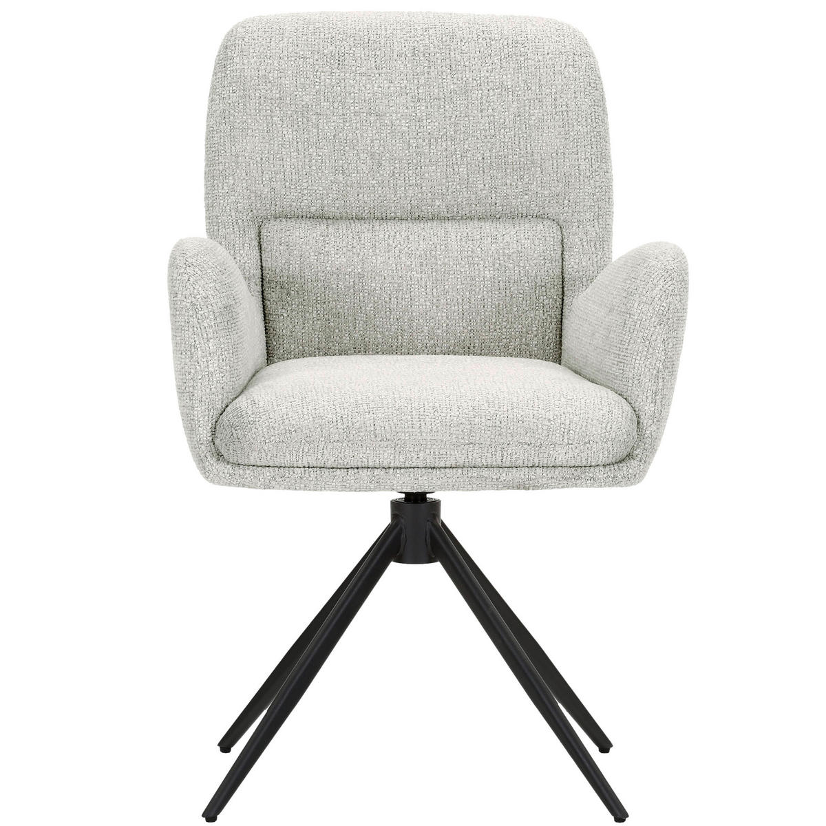ARMLEHNSTUHL  Wippfunktion, Sitzfläche 360° drehbar, automatische Rückholfunktion Webstoff  Creme, Schwarz  - Creme/Schwarz, MODERN, Textil/Metall (63/91/65cm) - Hom`in