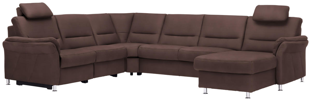 WOHNLANDSCHAFT in Mikrofaser Braun  - Alufarben/Braun, Konventionell, Textil/Metall (262/335/173cm) - Beldomo System