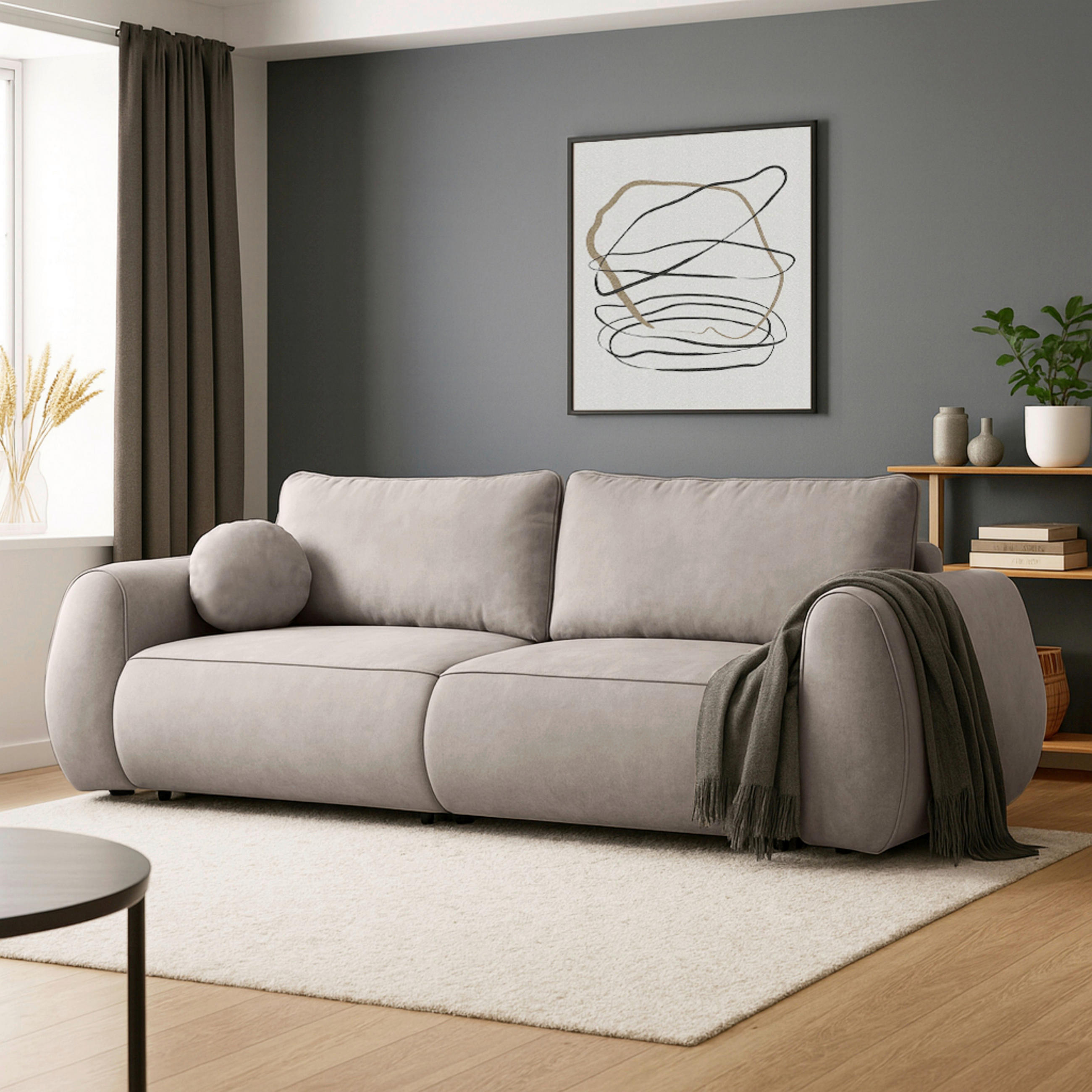 SCHLAFSOFA Chenille Cappuccino  inkl. Zierkissen, Rückenkissen, Bettkasten, Schlaffunktion, Rücken echt, Liegefläche im Originalstoff  - Schwarz/Cappuccino, KONVENTIONELL, Kunststoff/Textil (257/96/110cm) - Milino