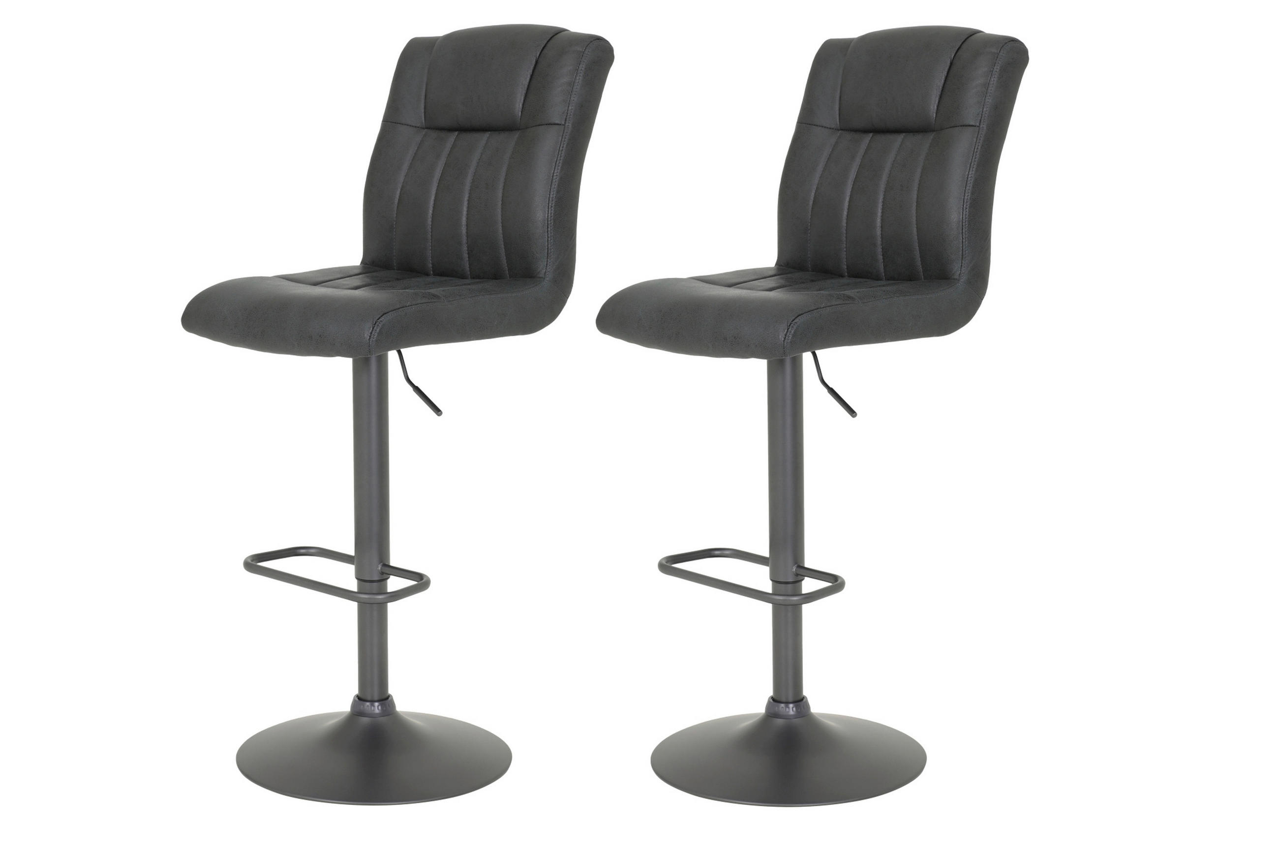 BARHOCKER Mikrofaser Anthrazit, Grau Stahl Sitzfläche 360° drehbar, abwischbar  - Anthrazit/Grau, MODERN, Textil/Metall (43/102-123/56,5cm) - MID.YOU
