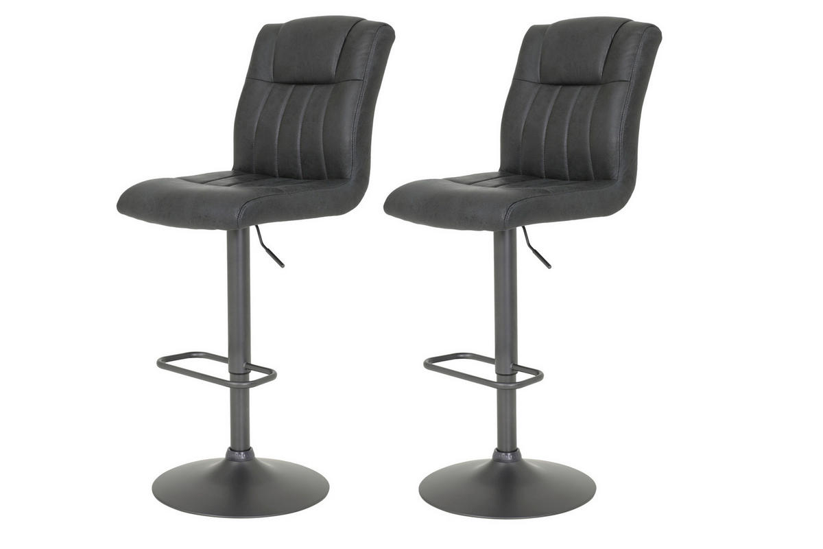BARHOCKER Mikrofaser Anthrazit, Grau Stahl Sitzfläche 360° drehbar, abwischbar  - Anthrazit/Grau, MODERN, Textil/Metall (43/102-123/56,5cm) - MID.YOU