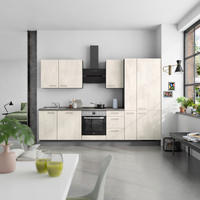 KÜCHENBLOCK Riva 300 cm  in Weiß, Schieferfarben  - Schieferfarben/Edelstahlfarben, MODERN, Holzwerkstoff/Metall (300cm) - Nobilia
