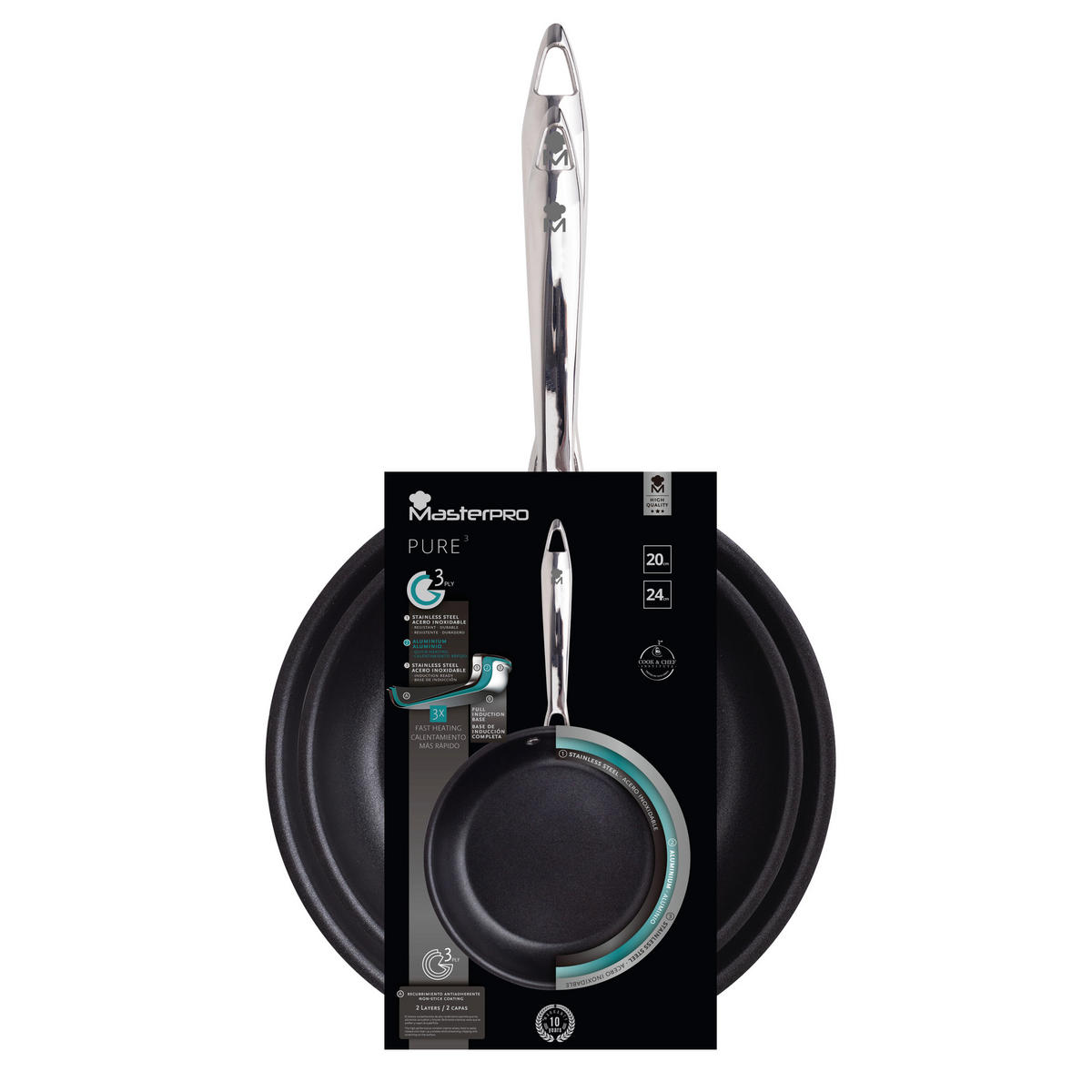PFANNENSET Edelstahl 2-teilig  - Edelstahlfarben, Basics, Metall (26/9/44.5cm)