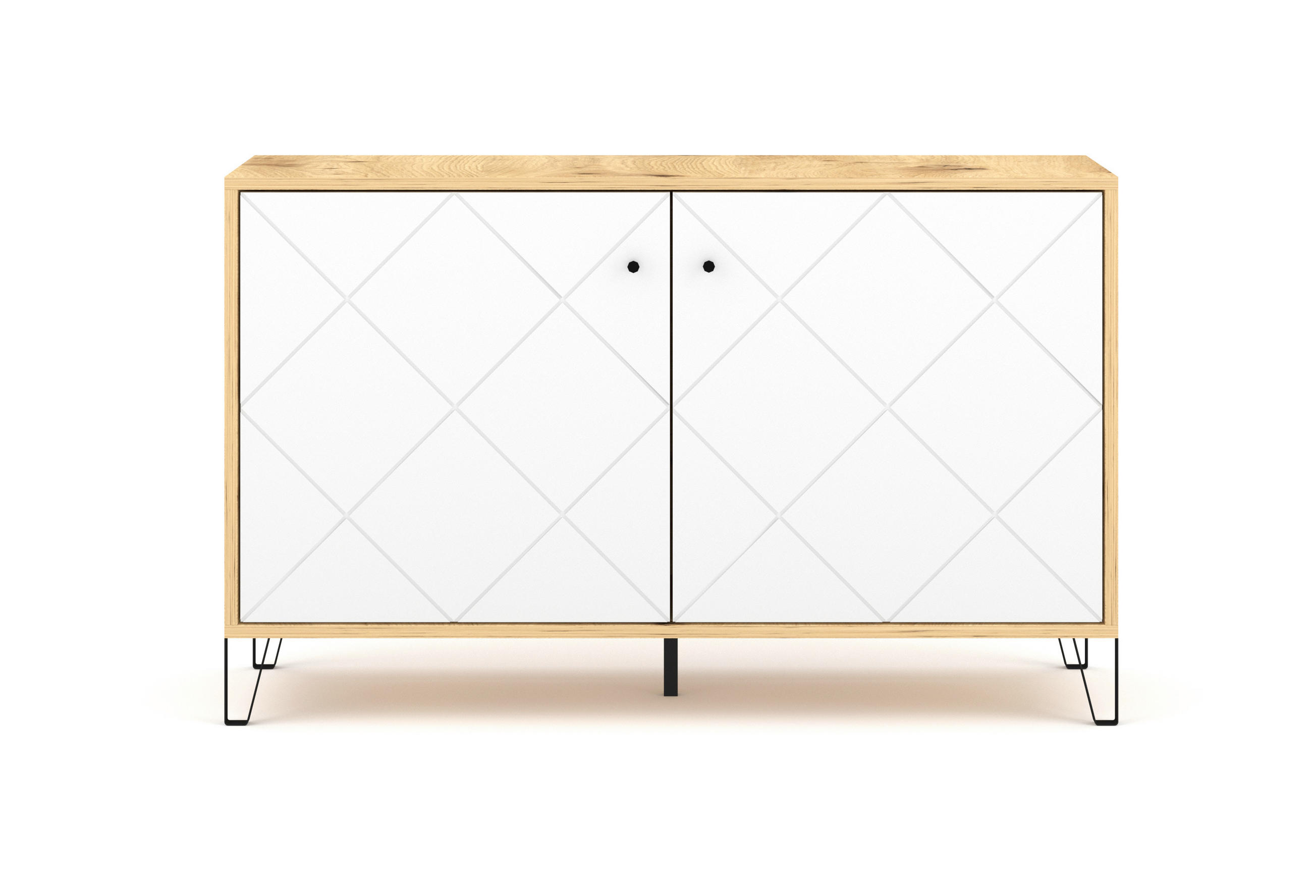 KOMMODE  in 123/75/40 cm  - Schwarz/Eiche Artisan, Design, Holzwerkstoff/Metall (123/75/40cm) - Livetastic