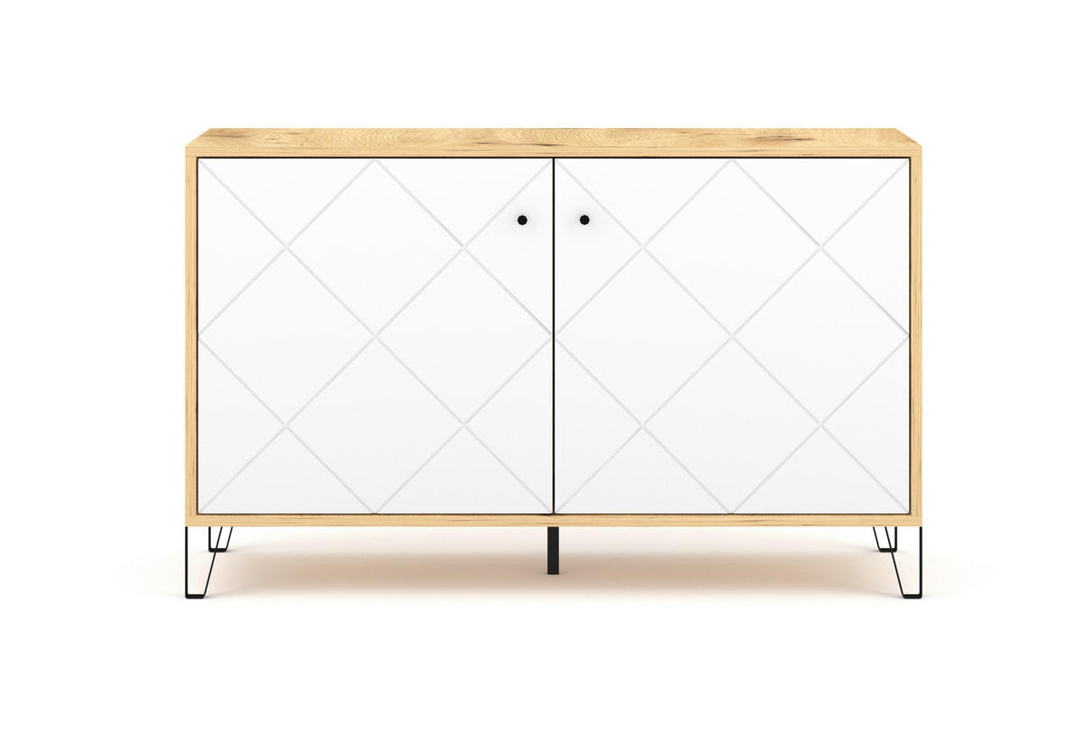 KOMMODE  in 123/75/40 cm  - Schwarz/Weiß, Design, Holzwerkstoff/Metall (123/75/40cm) - Livetastic