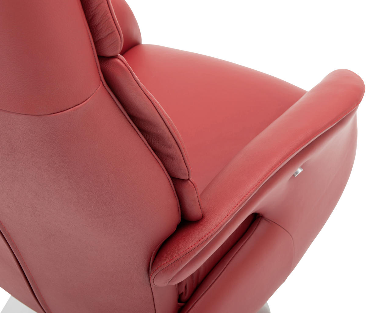 RELAXSESSEL Echtleder Relaxfunktion    - Rot, Design, Leder/Metall (71/112/80cm) - Welnova