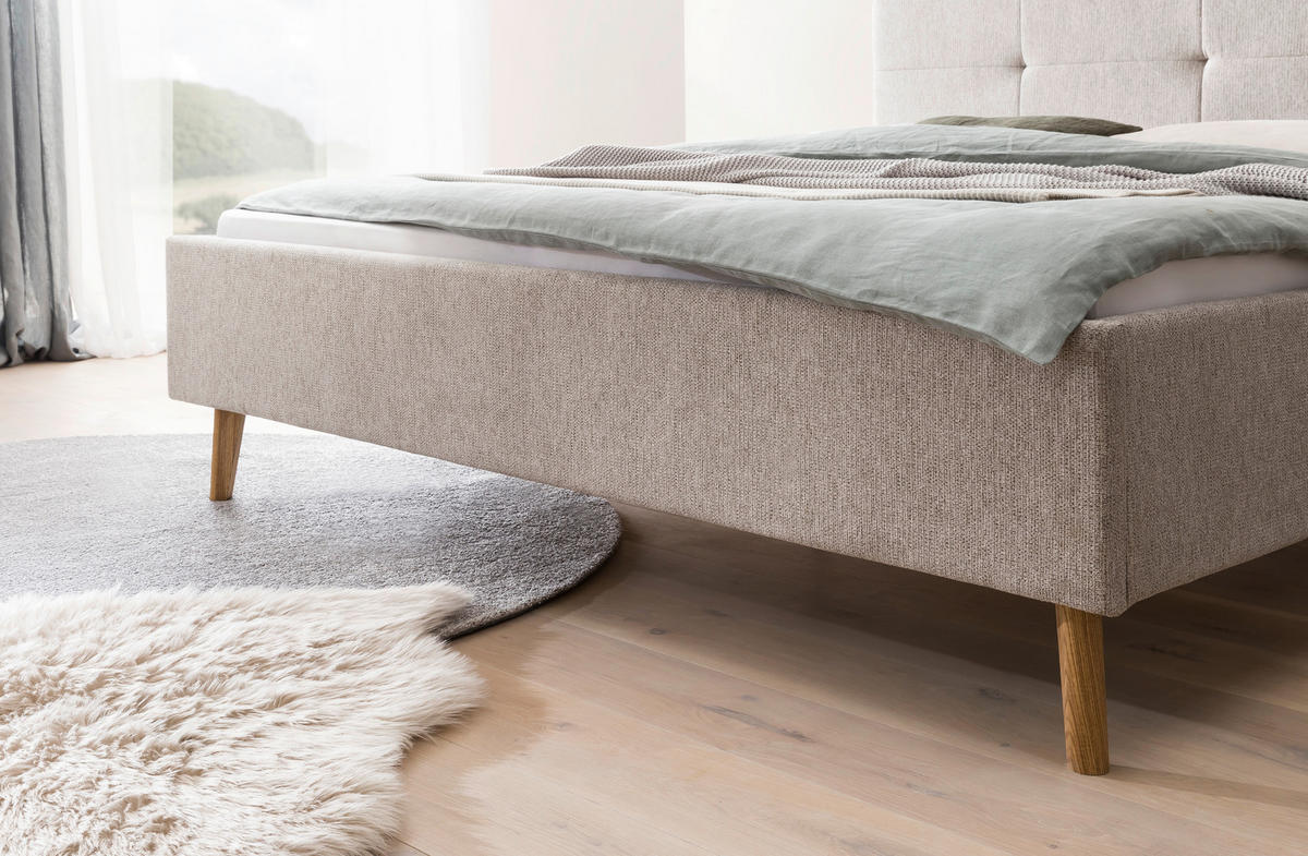 POLSTERBETT 180/200 cm  Taupe  - Taupe/Eichefarben, Basics, Holz/Textil (180/200cm) - Xora