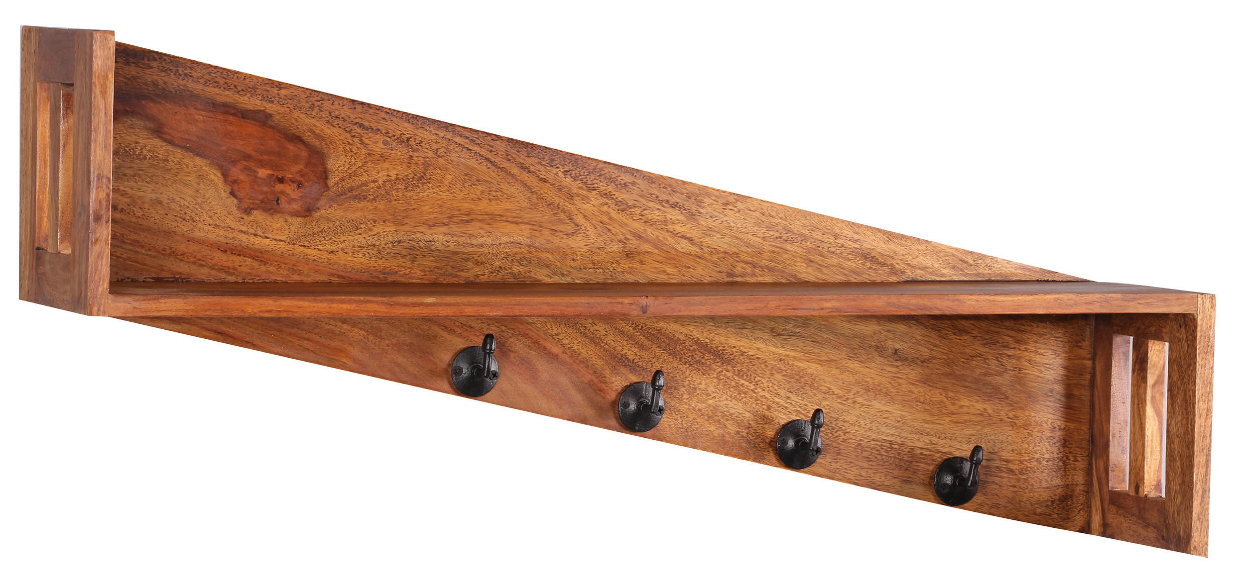 Wandgarderobe "Pali", Sheesham massiv Sheeshamfarben - Sheeshamfarben, Design, Holz (87/40/20cm) - MID.YOU