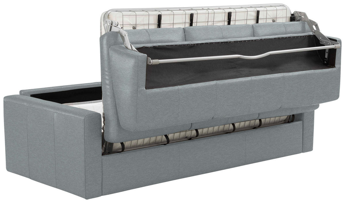 SCHLAFSOFA Silberfarben  - Silberfarben/Schwarz, Konventionell, Leder/Kunststoff (206/81/96cm) - Novel