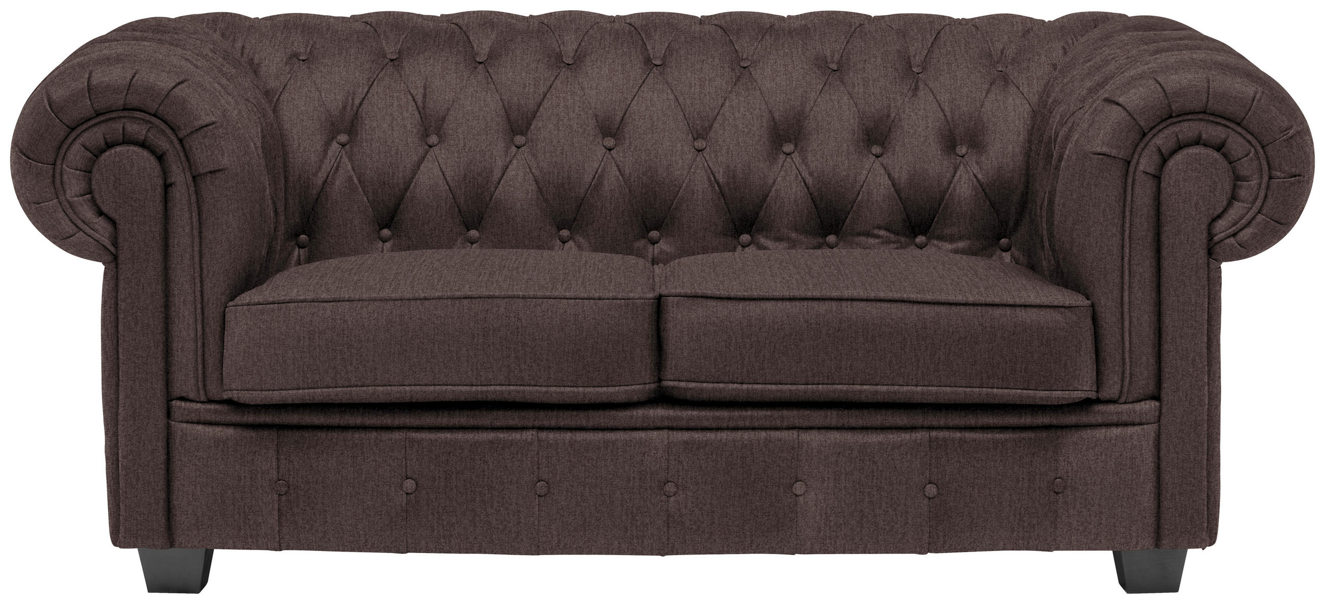 CHESTERFIELD-SOFA in Webstoff Dunkelbraun  - Wengefarben/Dunkelbraun, Lifestyle, Holz/Textil (180/76,5/96cm) - Landscape