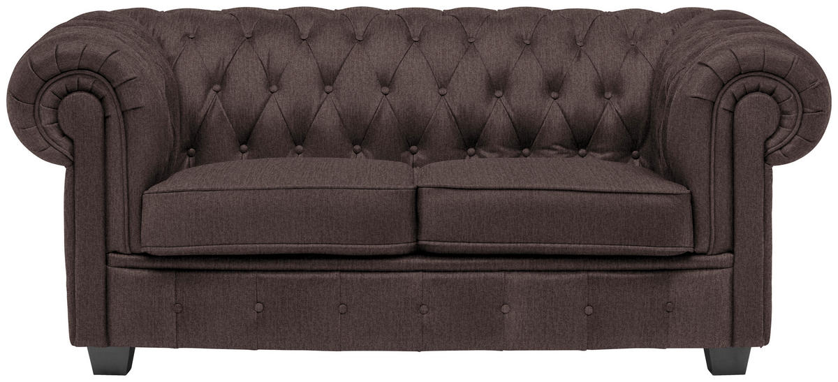 CHESTERFIELD-SOFA in Webstoff Dunkelbraun  - Wengefarben/Dunkelbraun, Lifestyle, Holz/Textil (180/76,5/96cm) - Landscape