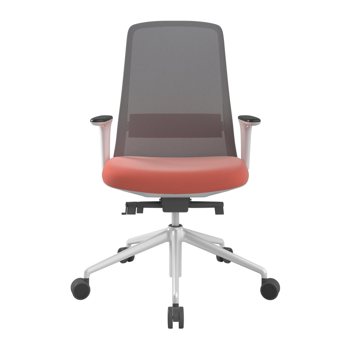 DREHSTUHL Lederlook Grau, Orange, Weiß  - Orange/Weiß, MODERN, Kunststoff/Textil (70/103-115/70cm)