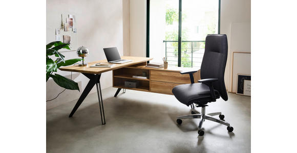 ECKSCHREIBTISCH 160/160/75 cm  in Eichefarben  - Eichefarben/Schwarz, Natur, Holz/Metall (160/160/75cm) - Linea Natura