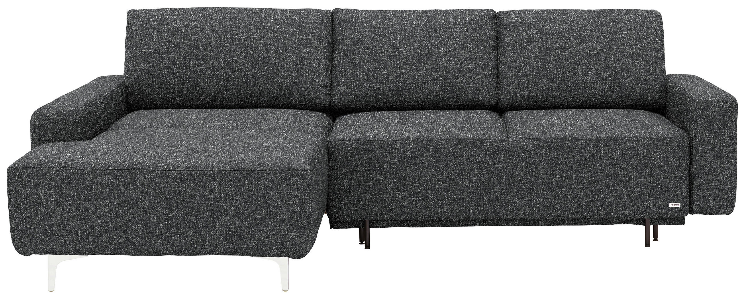 ECKSOFA  in Mikrovelours Anthrazit  160/248 cm  - Anthrazit/Alufarben, Design, Textil/Metall (160/248cm) - Sedda