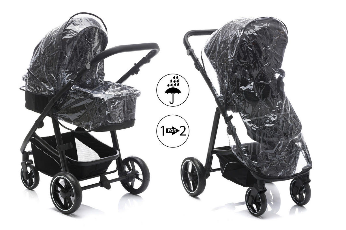 KINDERWAGENSET  JAGUAR  Darkgrey Melange  - Dunkelgrau/Schwarz, Basics, Textil/Metall - Fillikid