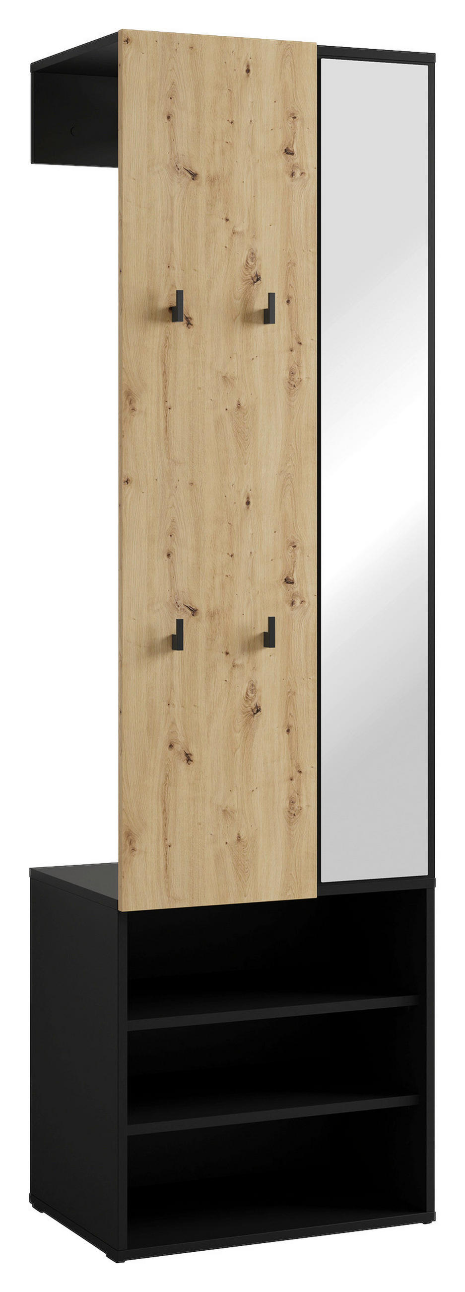 GARDEROBE  in 55/187,5/40,5 cm  - Schwarz/Eiche Artisan, Design, Holzwerkstoff (55/187,5/40,5cm) - MID.YOU