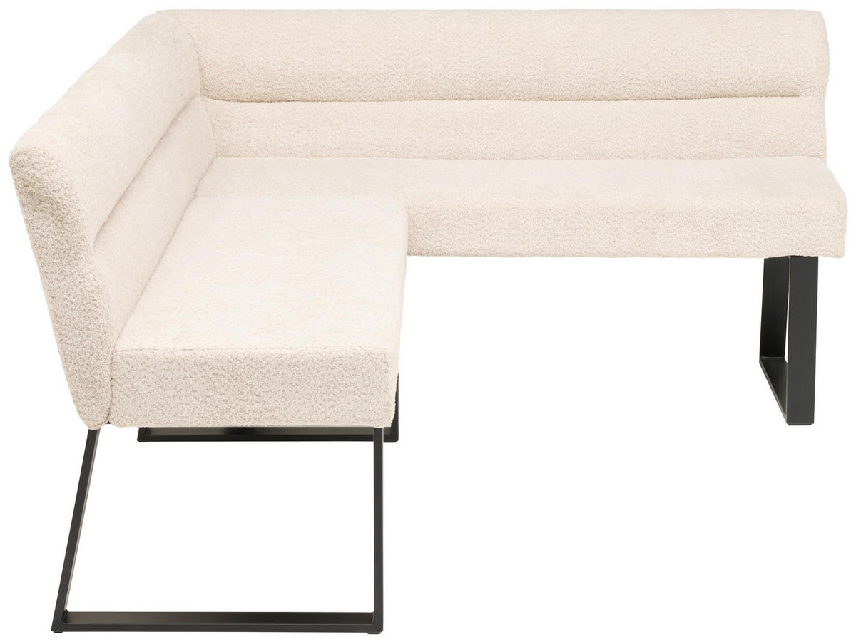 ECKBANK 190/150 cm Webstoff, Bouclé Beige   - Beige/Schwarz, KONVENTIONELL, Textil/Metall (190/150cm) - MID.YOU