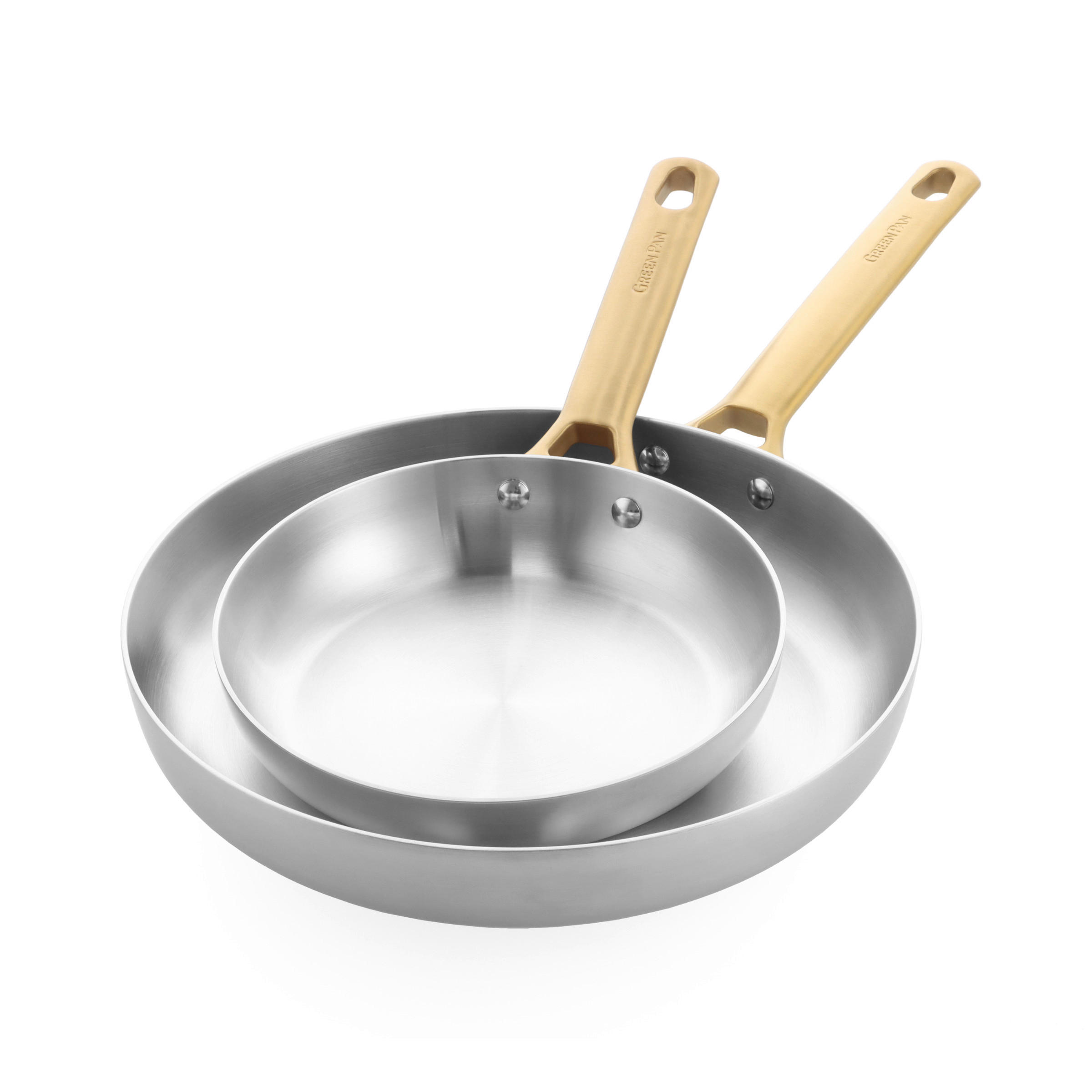 PFANNENSET Padova Reserve Edelstahl 2-teilig  - Edelstahlfarben/Goldfarben, Basics, Metall (20 + 28cm) - GreenPan
